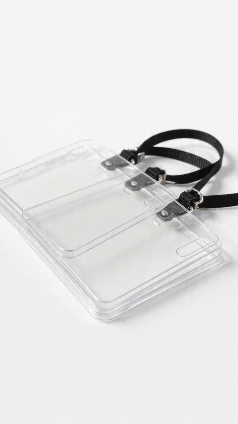 Vinyl ID Badge Holders with Lanyards 50-Pack