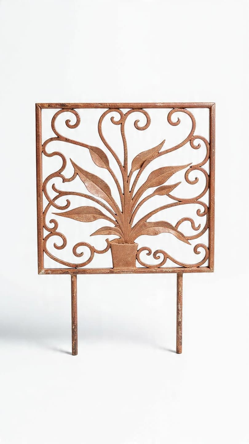 Verdant Scrollwork Metal Garden Border Panel 24x18in
